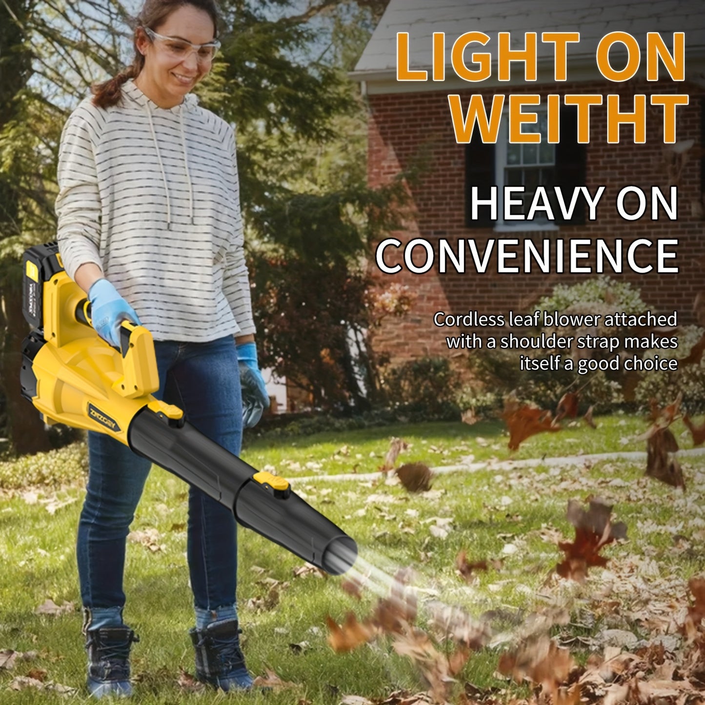 ZNZOEY Cordless Leaf Blower With 4.0Ah Battery And 580CFM