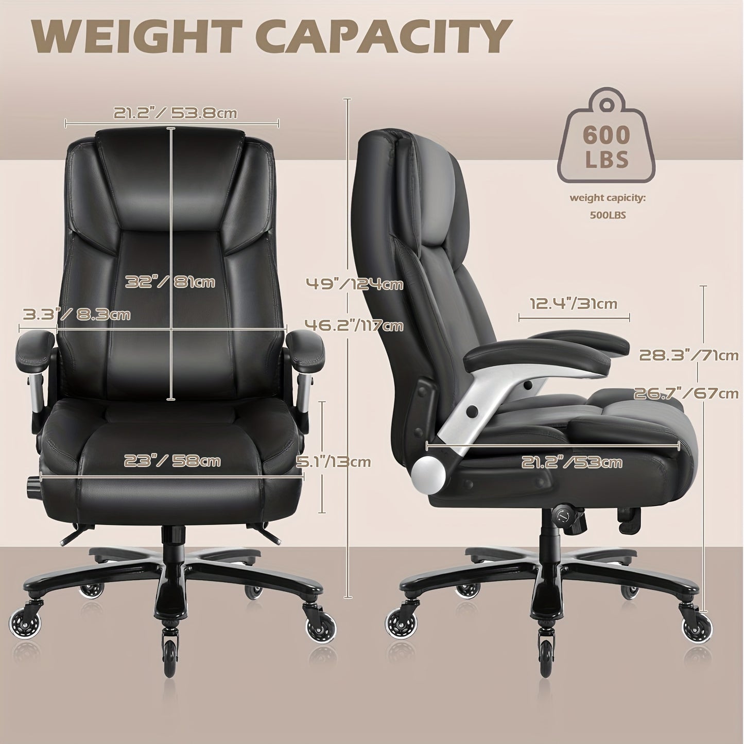 Heavy Duty Office Chair 600 Lbs Big And Tall Ergonomic Seat