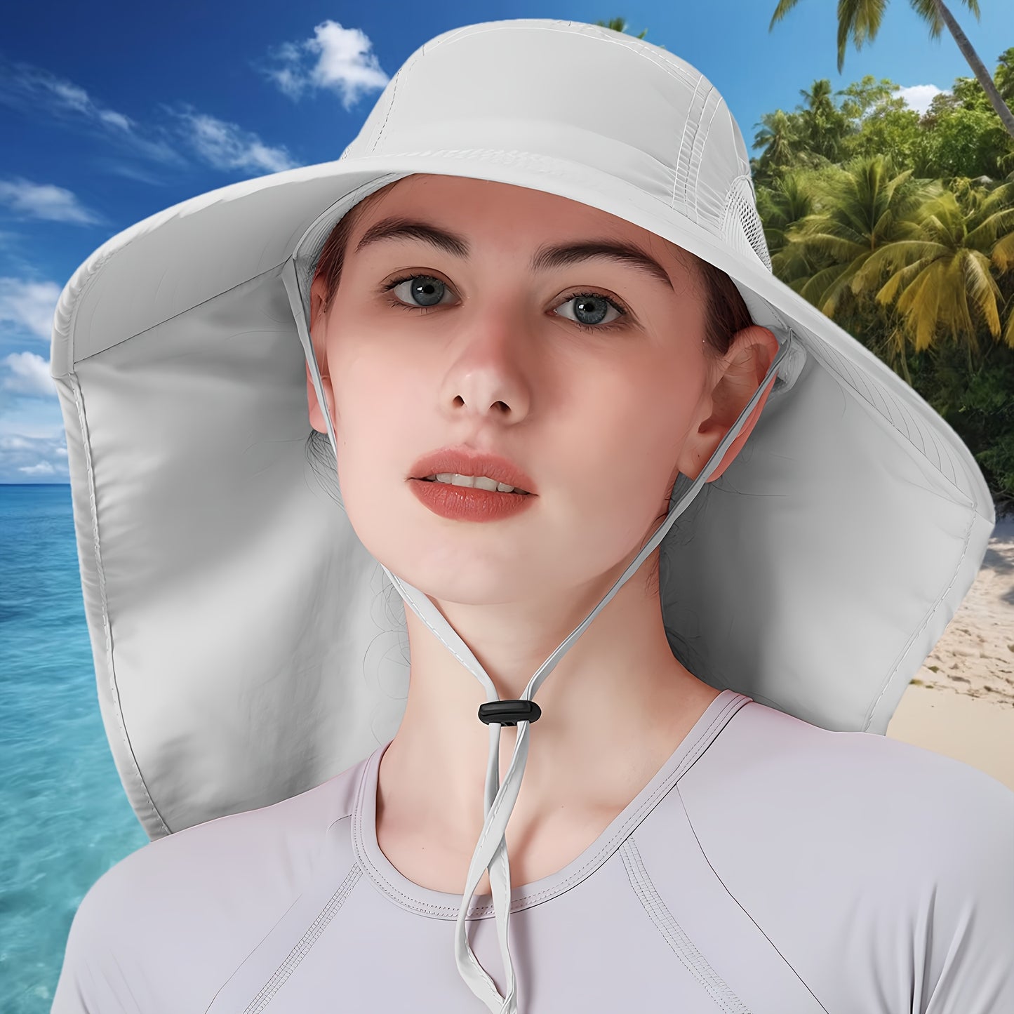 2pcs Pack Womens Sun Hat, Foldable High Quality Wide Brim Bucket Hats with Neck Flap for Summer Beach Fishing Hiking