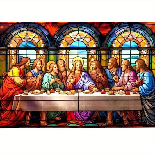 5D Diamond Painting Kit Stained Glass Last Supper Round Diamonds