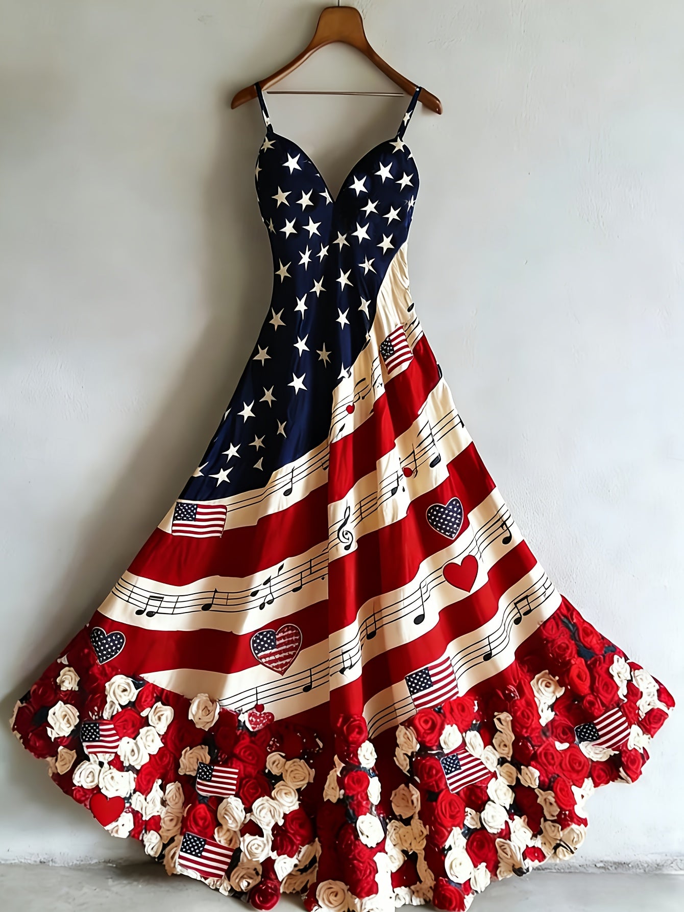 National Flag Maxi Dress A Line Sleeveless V Neck