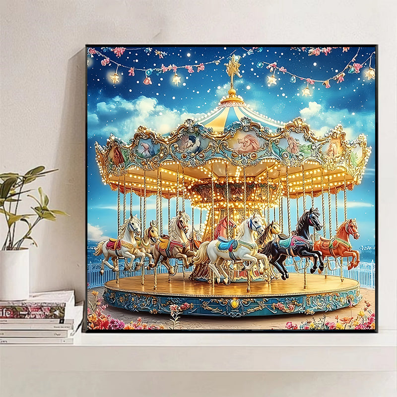 5D Diamond Painting Round Crystal Diamonds 3D Landscape Carousel Art