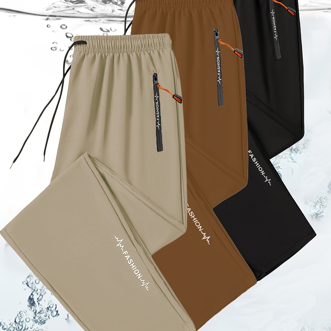 3 Pack Mens All Season Workout Pants With Zipper Pocket