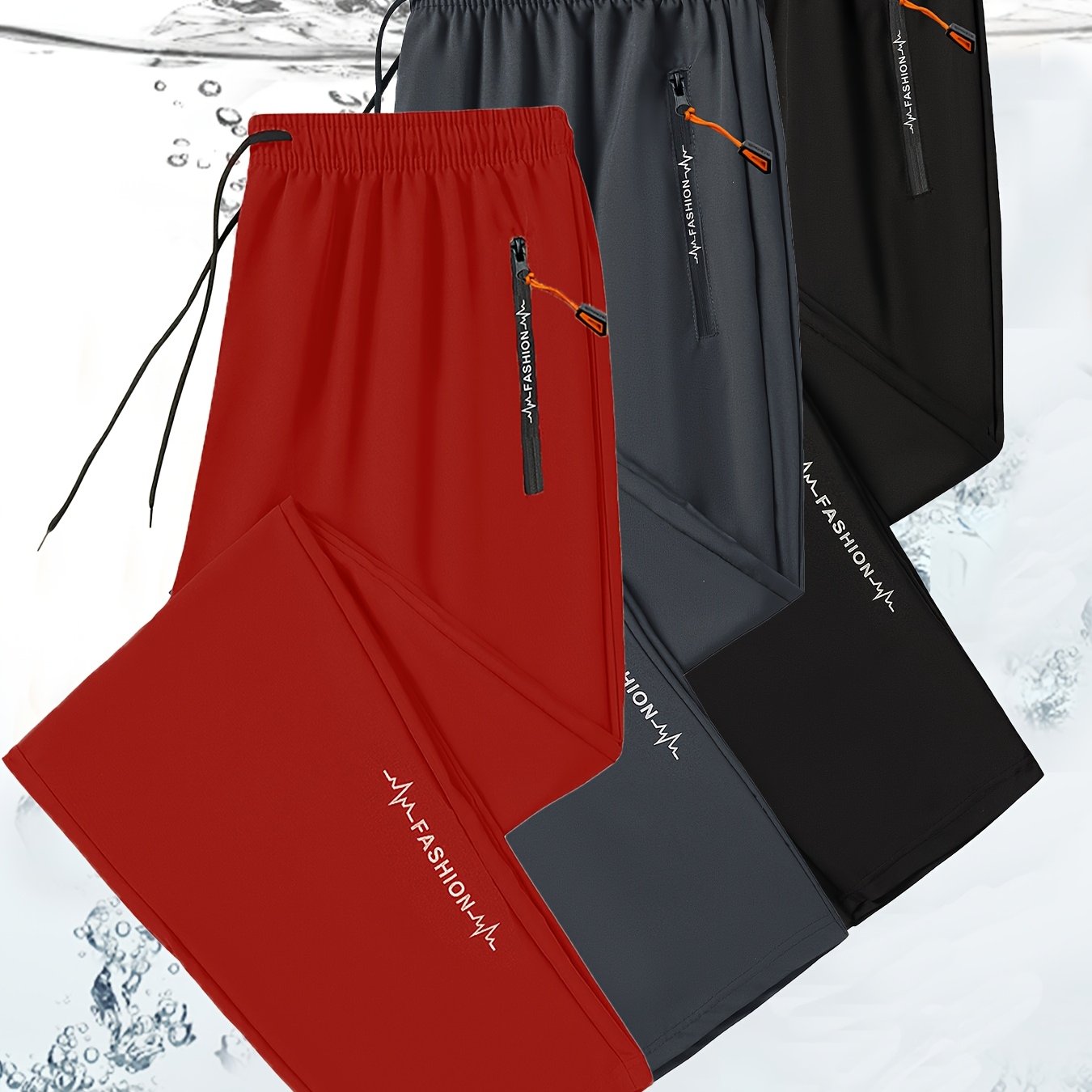 3 Pack Mens All Season Workout Pants With Zipper Pocket