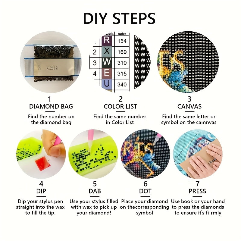 Round Diamond Painting Kit Mosaic Art Castle Landscape DIY
