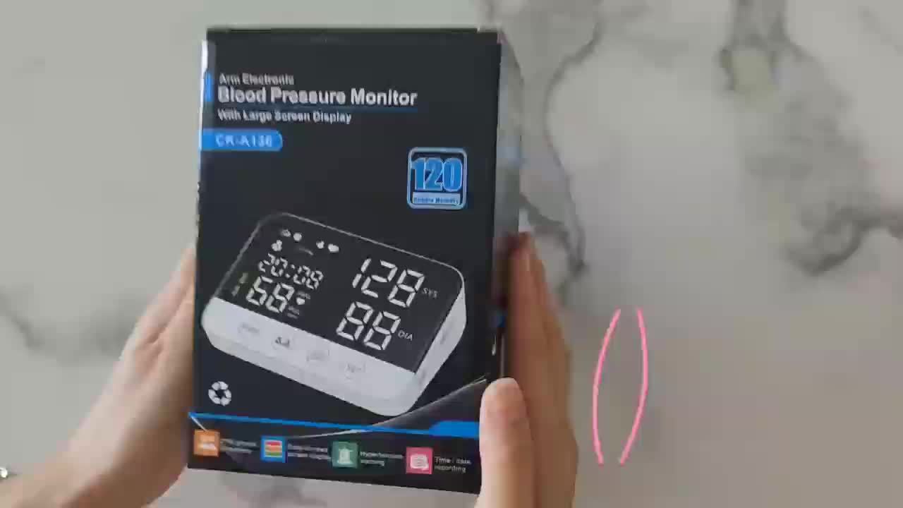 Blood Pressure Monitor with Large LED Backlight Screen On The Upper Arm, 240 Sets Of Memory, Automatic Digital BP Machine with Adjustable BP Cuff.