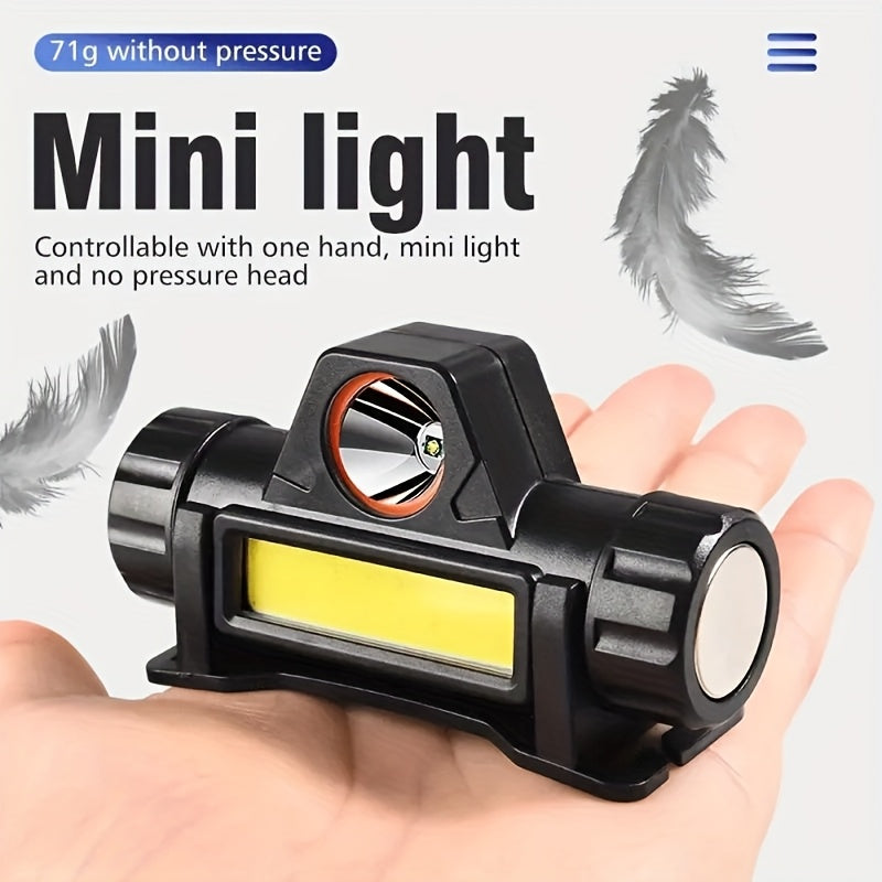 Set of 4 COB LED Headlamp Rechargeable Super Bright Long Lasting, Headlight for Head Long Range Hard Hat Light Clips for Headlamp, Hands Free Work Headlight with Magnetic Base Adjustable, Cycling Running Hiking High Lumens He