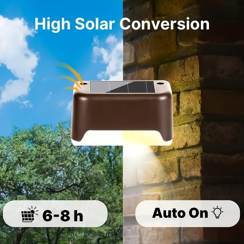 32pcs/16pcs Solar Powered LED Deck Lights - Auto On/Off, 12 Hours Continuous Lighting For Outdoor Stairs, Fence, Pathway, Ideal Step Light For Commercial Spaces Like Malls, Hotels, And Libraries, Fence Lights For Business,Gre