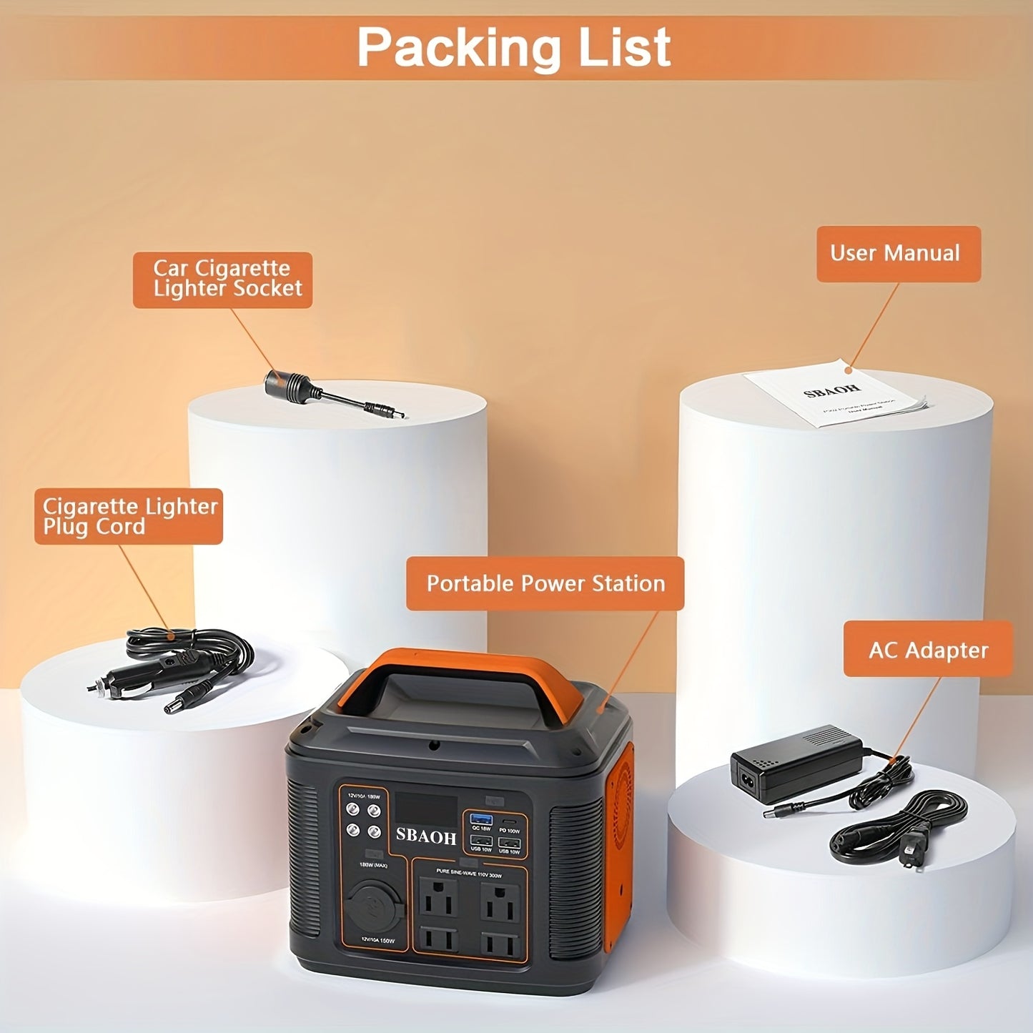 SBAOH 300W Portable Power Station 296Wh Solar Generator