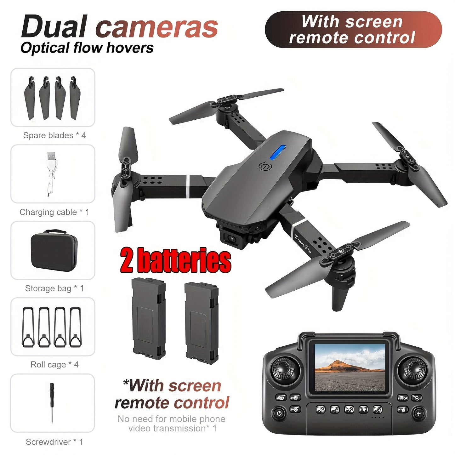 Drone MAX Upgraded With Dual Camera Obstacle Avoidance Remote