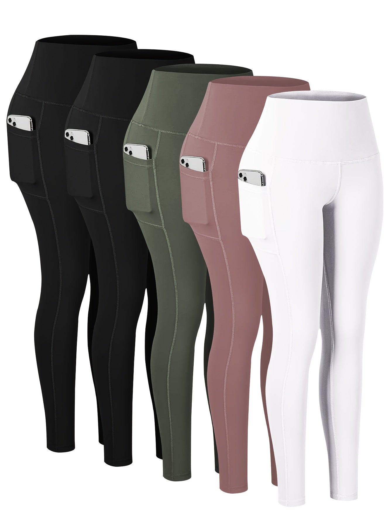 Women's Plus-Size High-Waisted Yoga Pants With Pockets