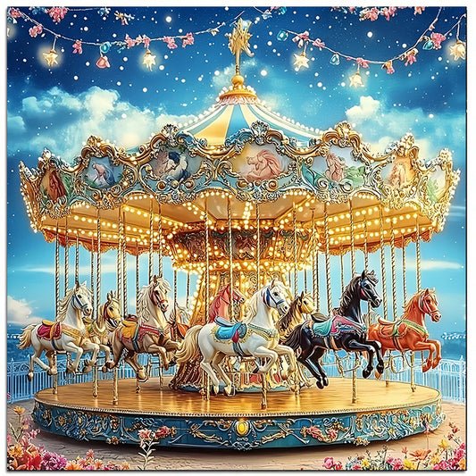 5D Diamond Painting Round Crystal Diamonds 3D Landscape Carousel Art