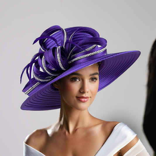 Handmade Easter Elegant Lady Church Hat Worship Hat Mother Grandmother Gift Special Occasion Wide Brim Hat