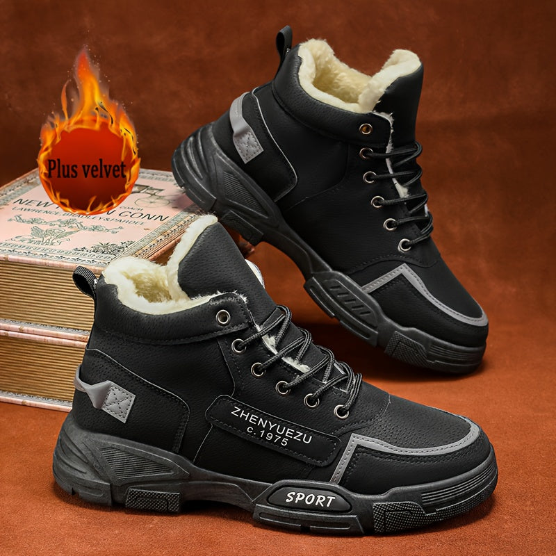 Zhenyuezu Winter High Top Fleece Lined Snow Boots Outdoor