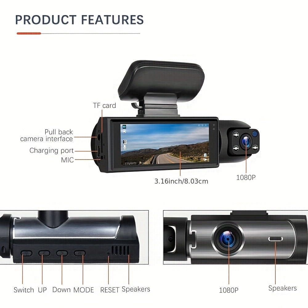 PODOFO 1080P Dash Cam Front And Interior Dual Lens
