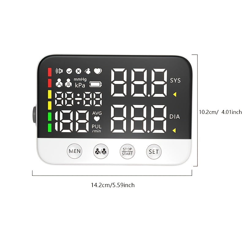 Blood Pressure Monitor with Large LED Backlight Screen On The Upper Arm, 240 Sets Of Memory, Automatic Digital BP Machine with Adjustable BP Cuff.