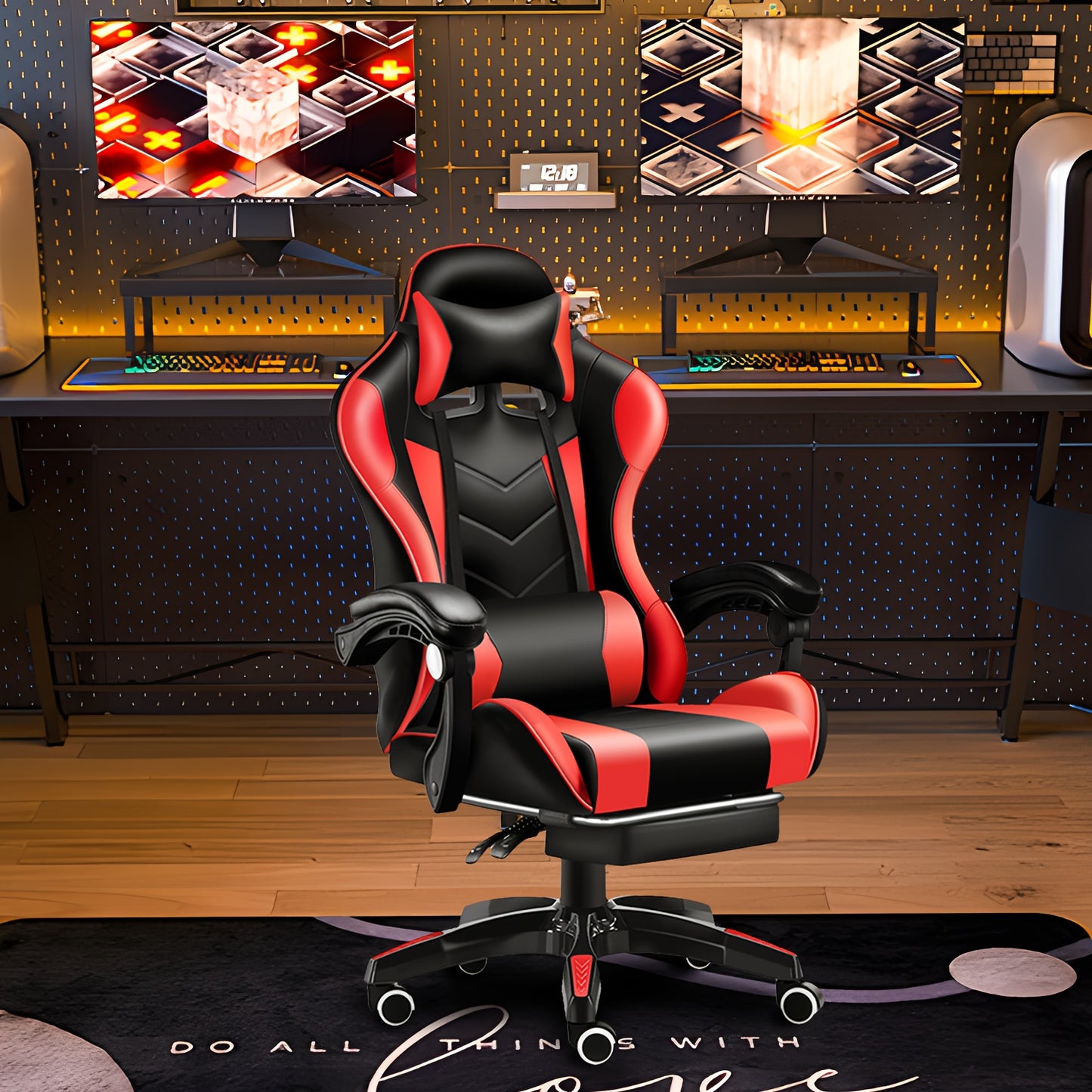 Ergonomic Gaming Chair With Lumbar Support Racing Style For PC
