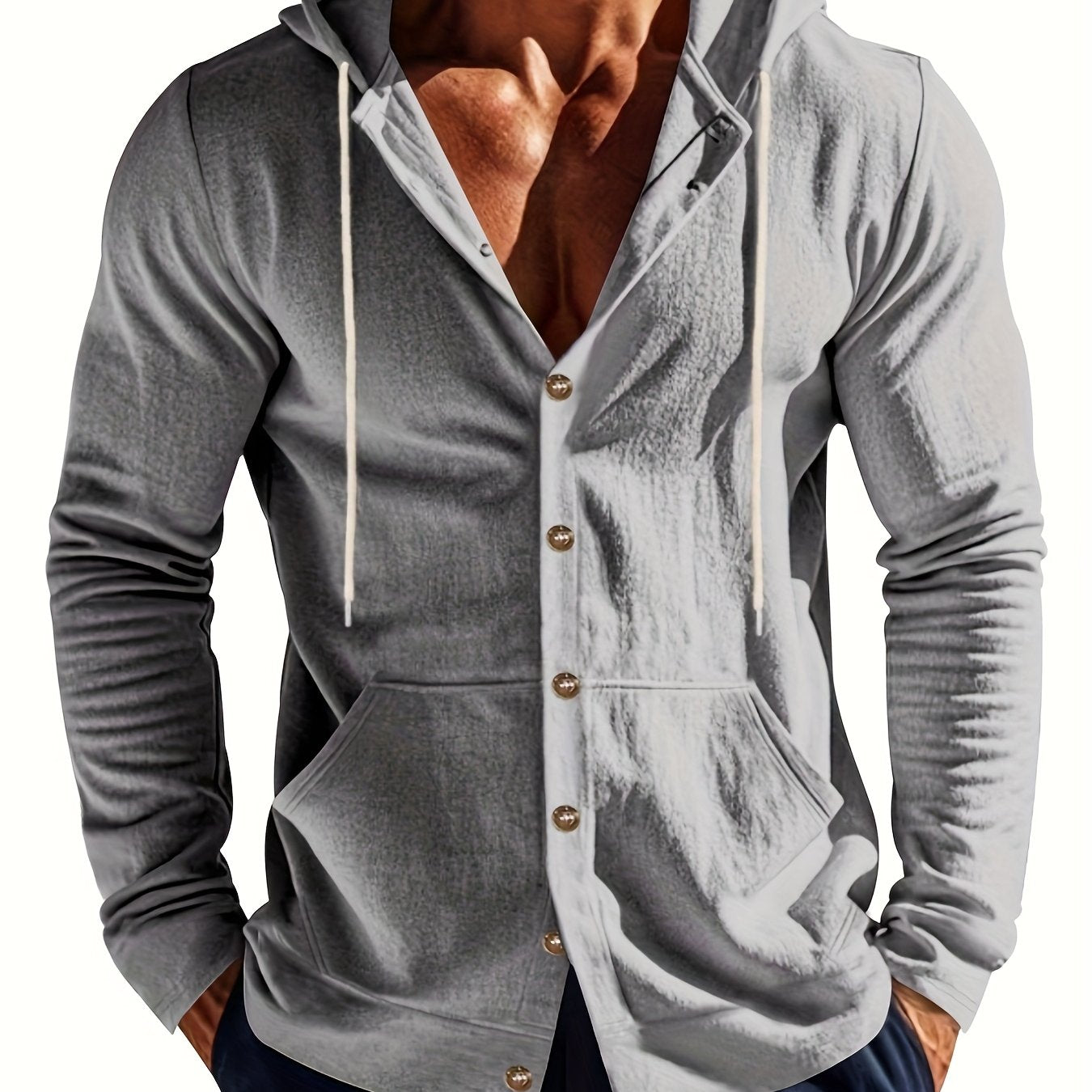 Mens Linen Hooded Shirt Casual Outdoor Everyday Wear