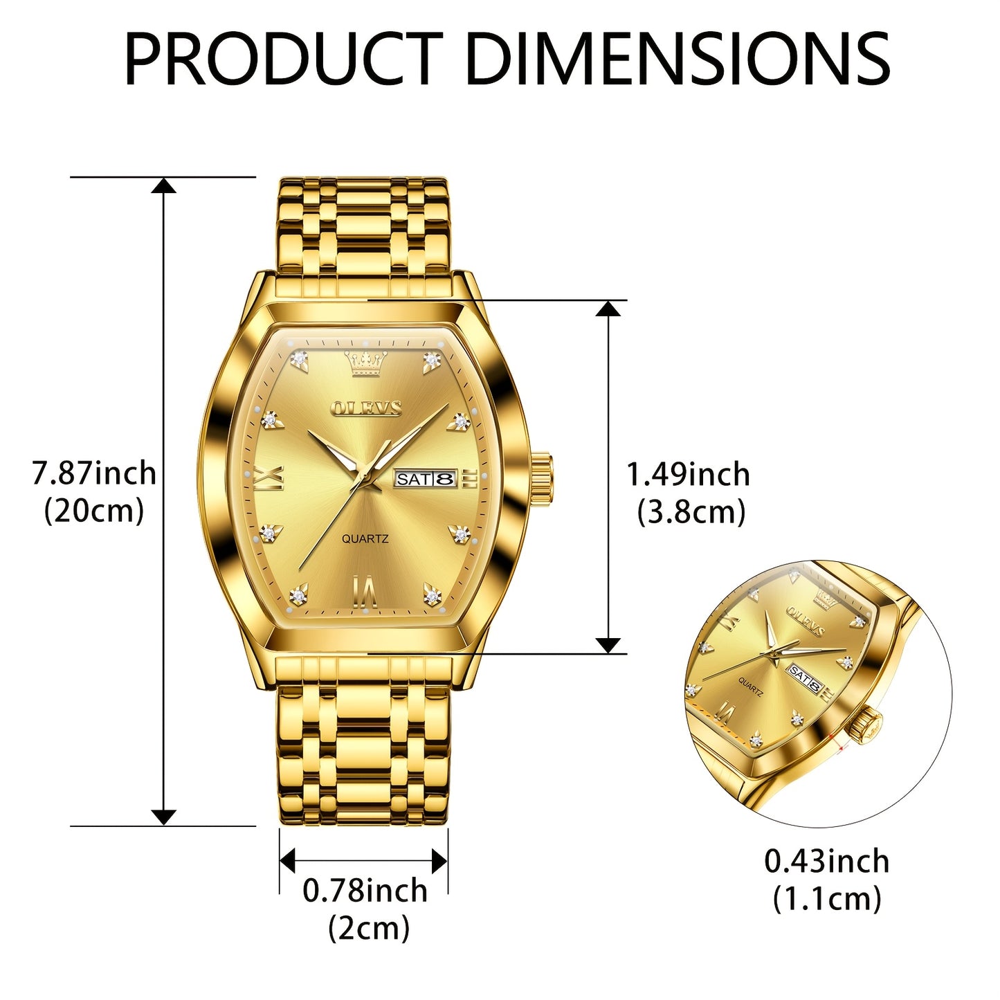 OLEVS Men's Stainless Steel Quartz Watch With Dual Calendar