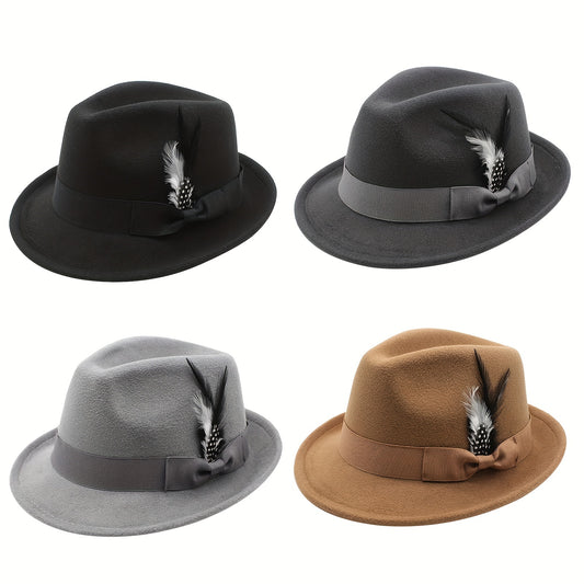 Flongo Classic Fedora Hat Short Brim For Men Women