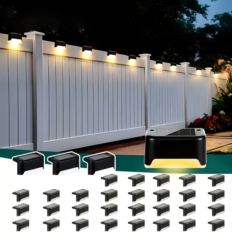 32pcs/16pcs Solar Powered LED Deck Lights - Auto On/Off, 12 Hours Continuous Lighting For Outdoor Stairs, Fence, Pathway, Ideal Step Light For Commercial Spaces Like Malls, Hotels, And Libraries, Fence Lights For Business,Gre