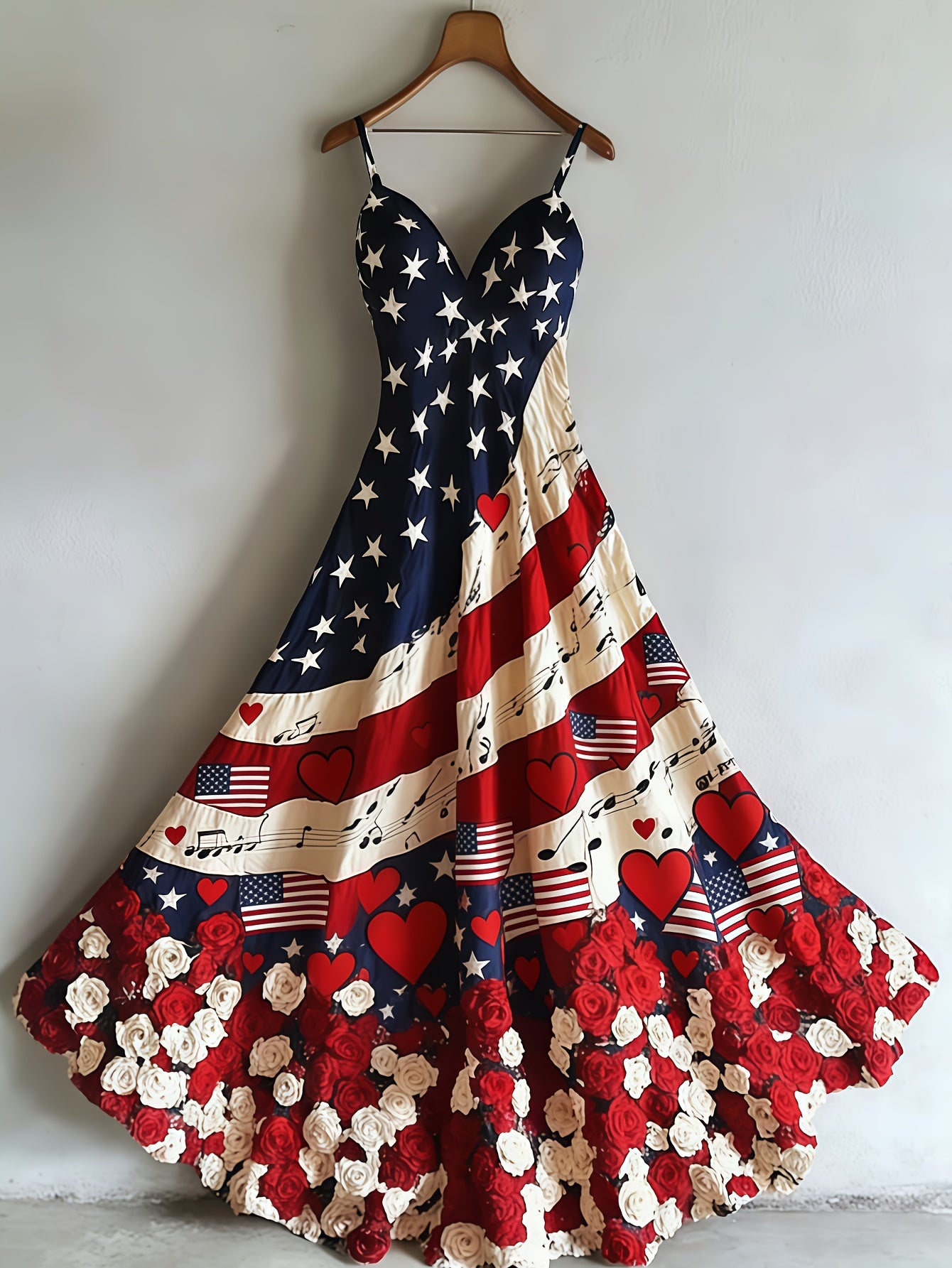 National Flag Maxi Dress A Line Sleeveless V Neck