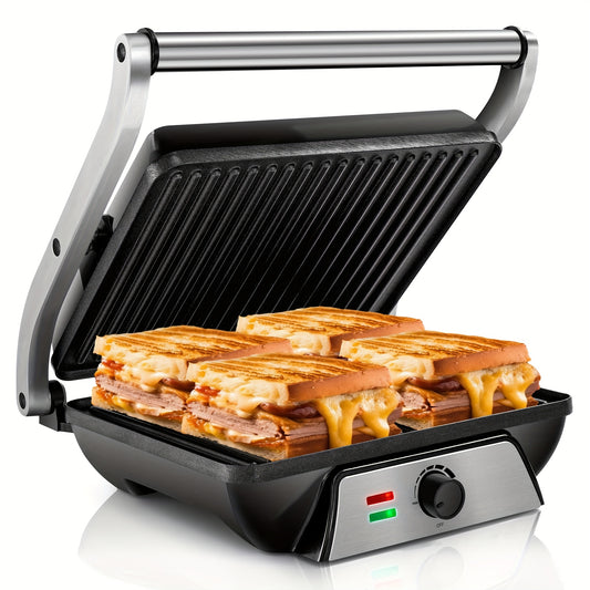 SUSTEAS 3-In-1 Electric Indoor Grill Panini Press With Nonstick Plates