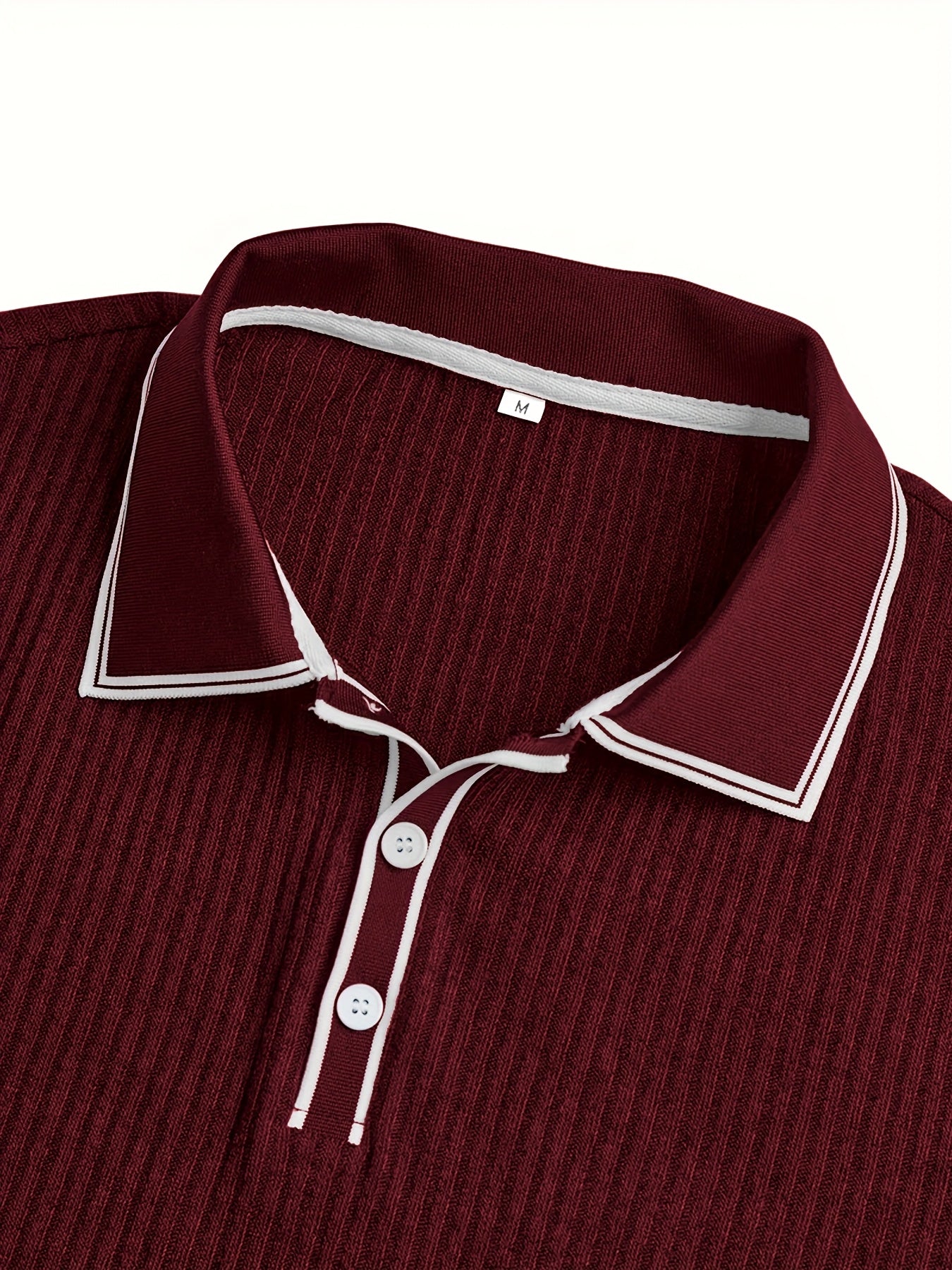 CLQWECollar Men's Polo Shirt Block Pattern Short Sleeve Collar