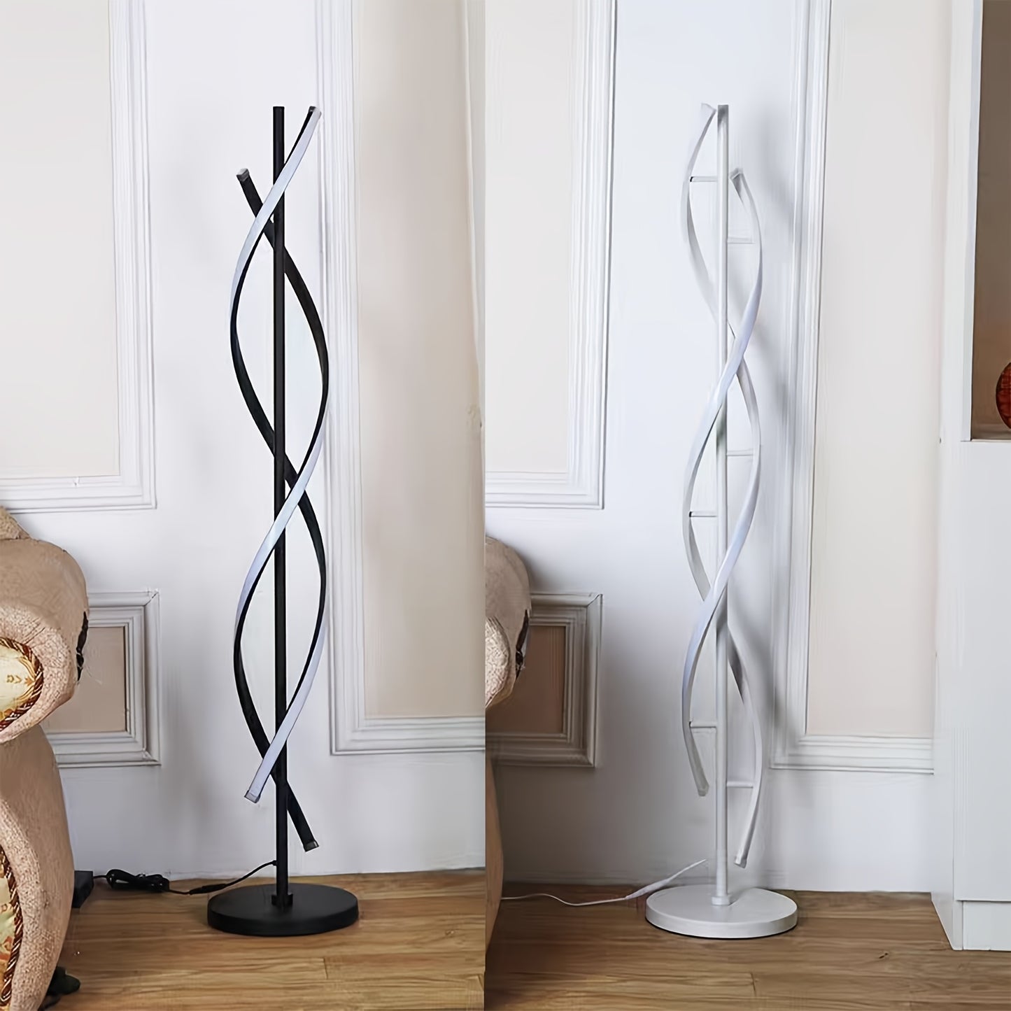 Spiral LED Floor Lamp Dimmable With Remote And Foot Switch