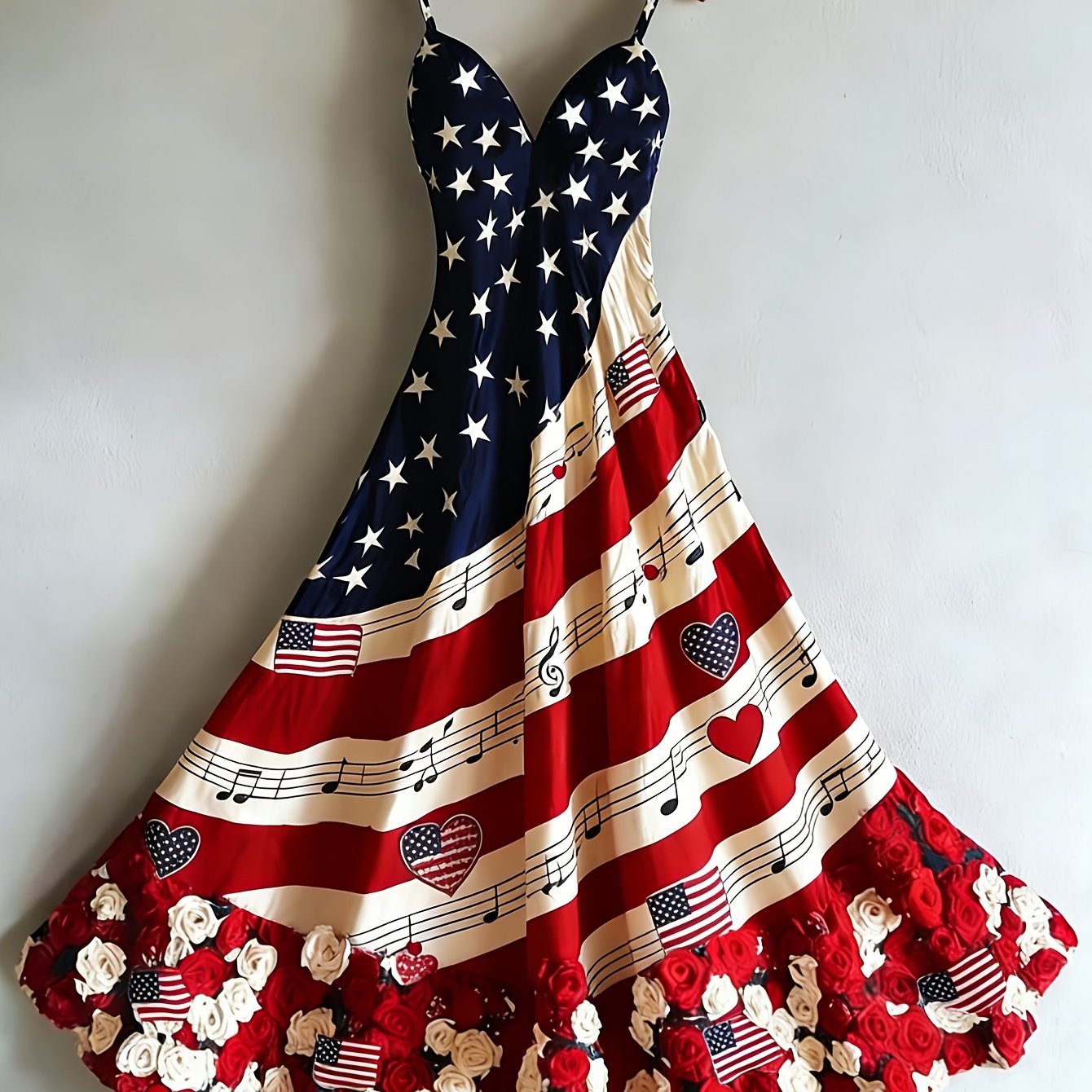 National Flag Maxi Dress A Line Sleeveless V Neck