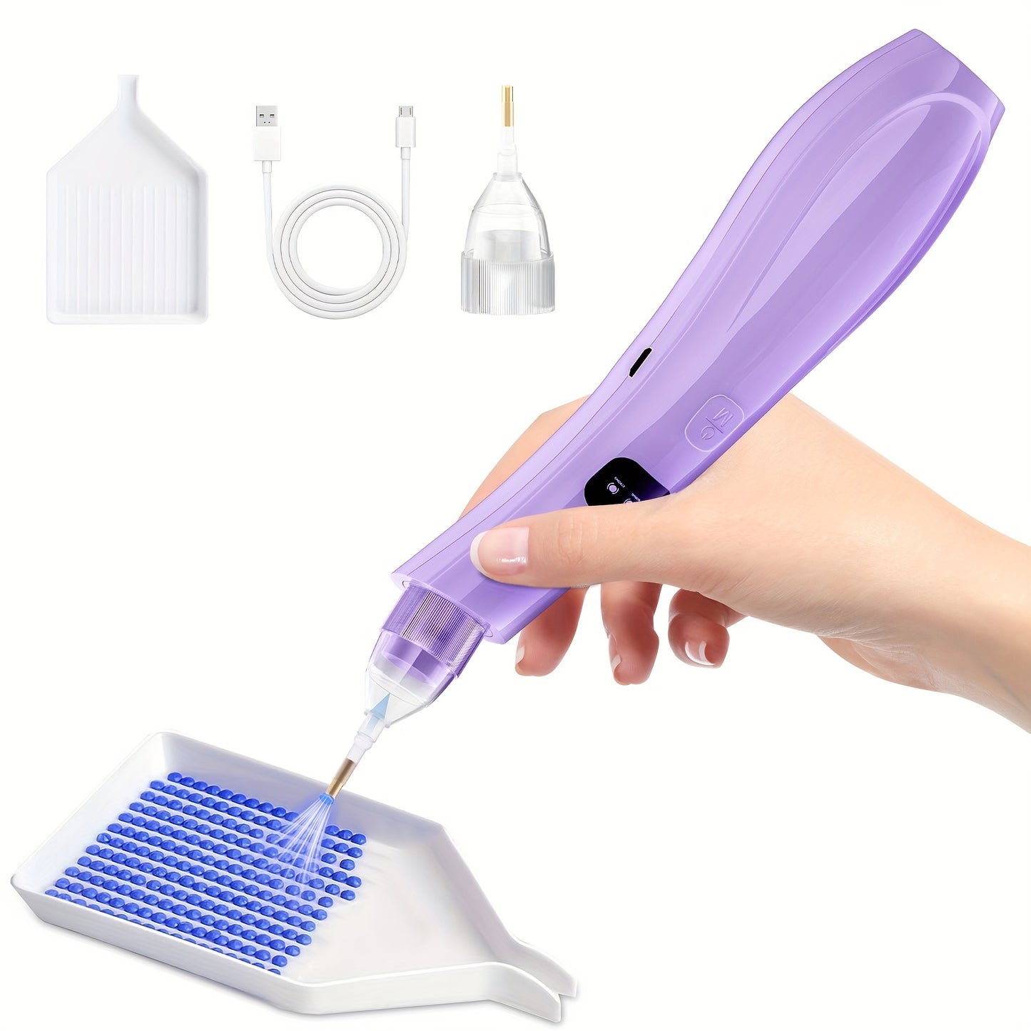 Electric Diamond Painting Pen With Storage Tray For Diamonds