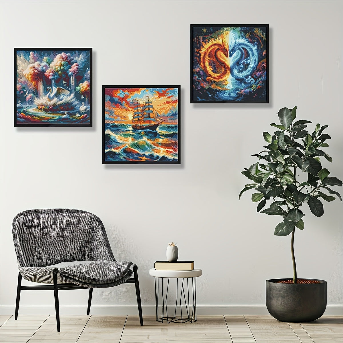 JOZYSH Diamond Magnetic Art Frames Self Adhesive Display Racks