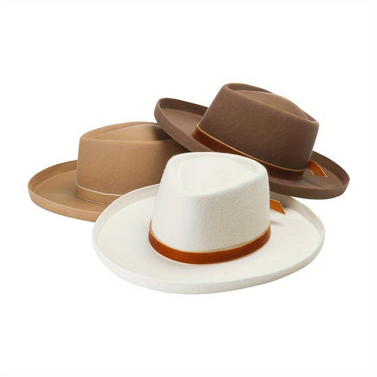Unisex Wool Felt Fedora Ranch Hat for Valentine's Day Gift