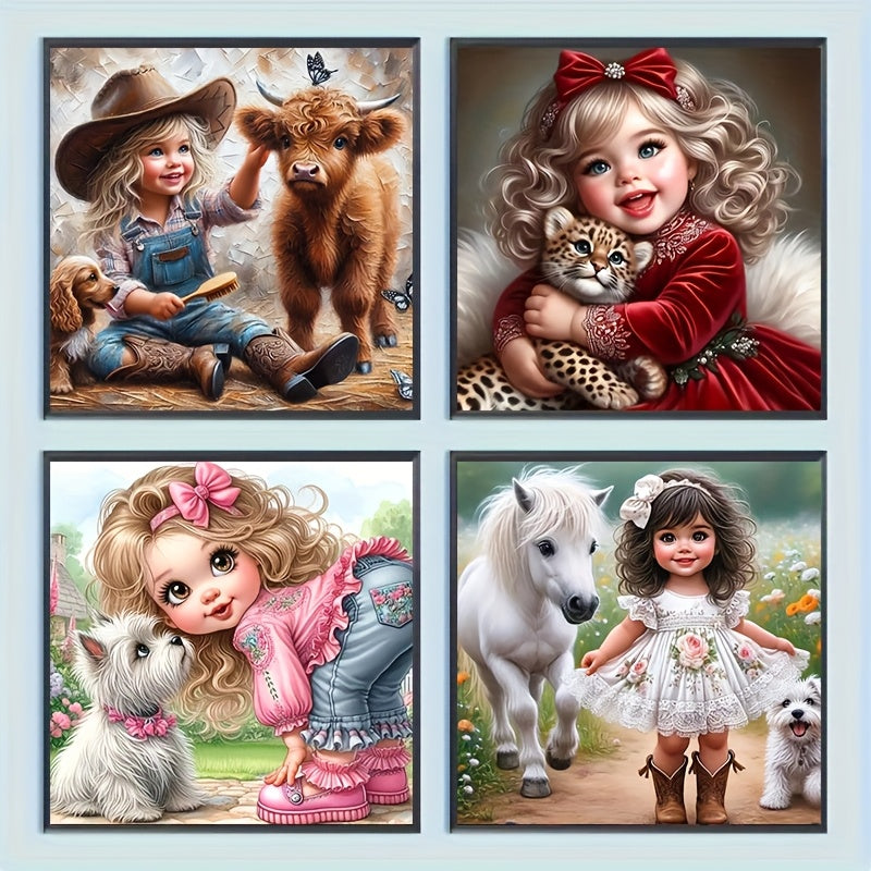 Cute Girl And Animal Diamond Painting Kit For Adults