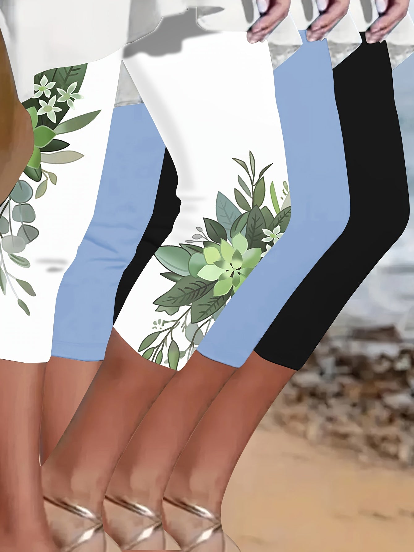Three-Piece Sports Tights, Plus Yoga Pants And Leggings