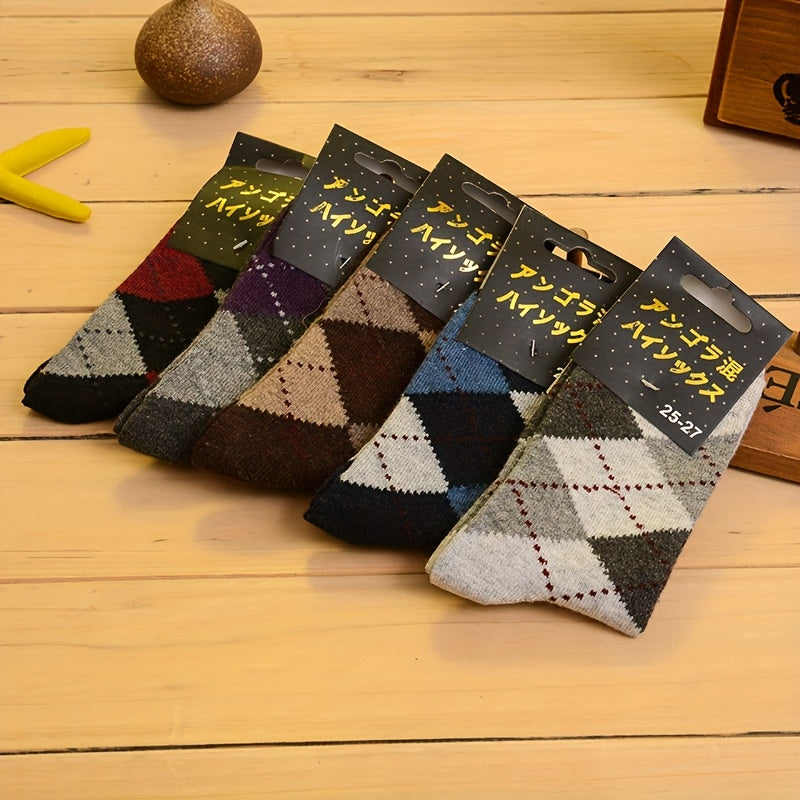 Argyle Style Cotton Dress Socks For Men