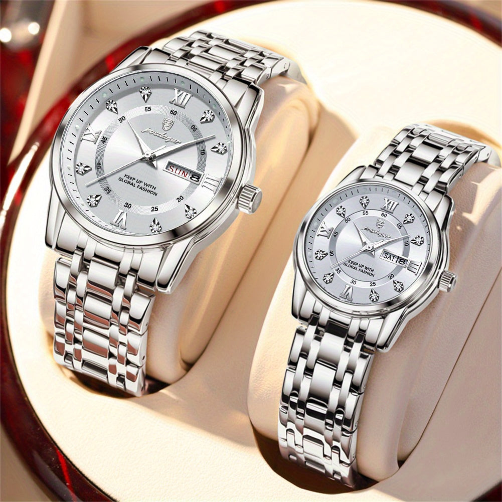 POEDAGAR Couple Watches Night Light Fashionable Timepiece Gift for Couples