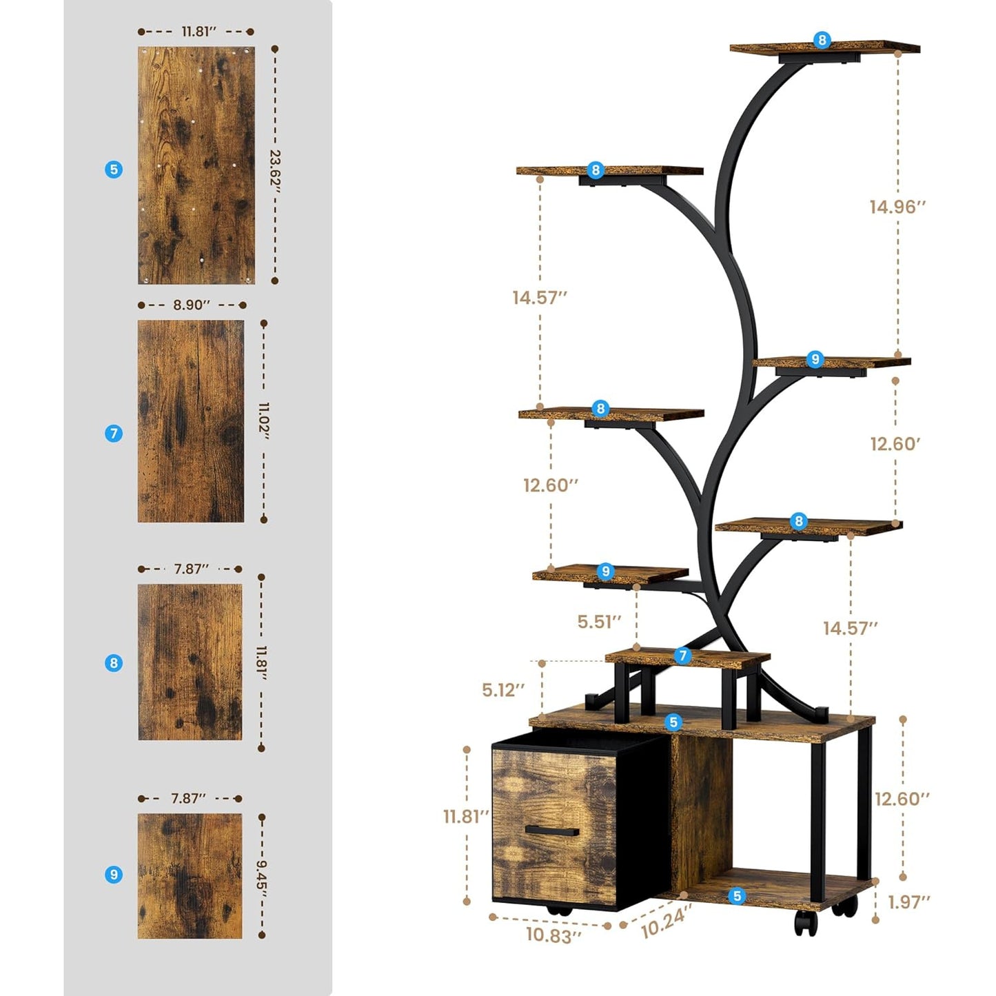 Indoor Plant Stand With Built In Grow Lights And Wheels