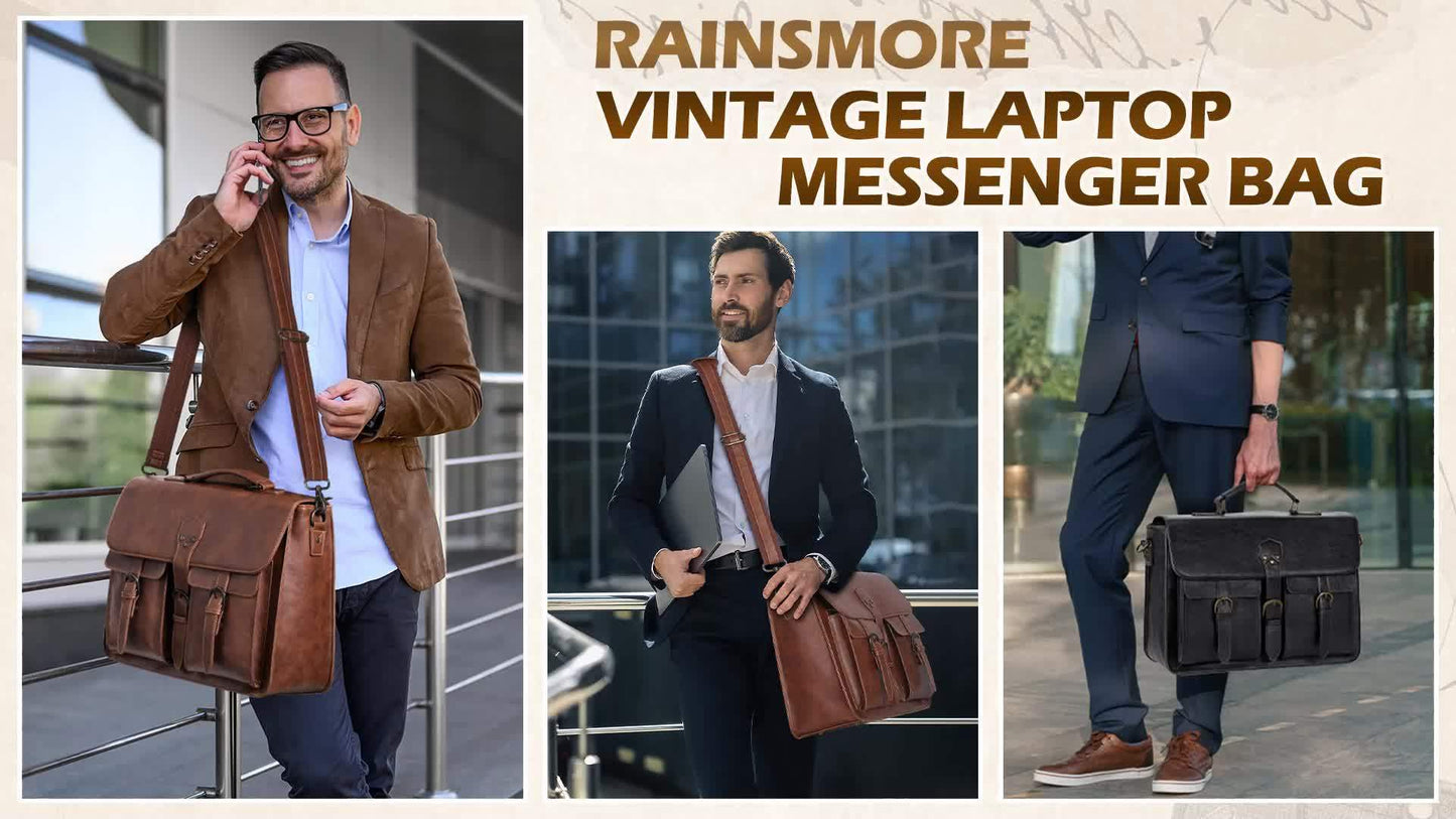 RAINSMORE Mens Crossbody Laptop Briefcase For Office Travel