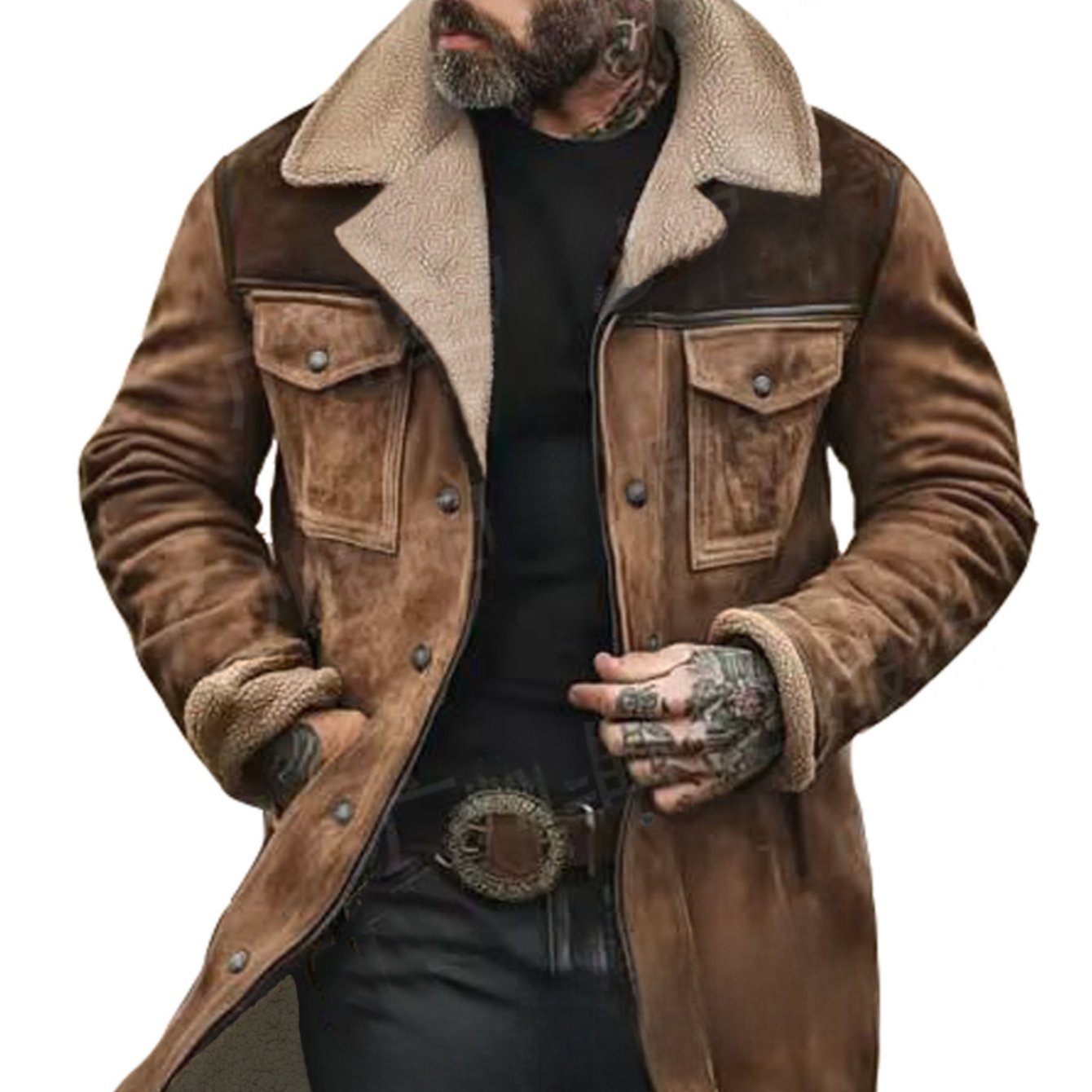 Men's Winter Single-Breasted Jacket With Multi-Pocket Design