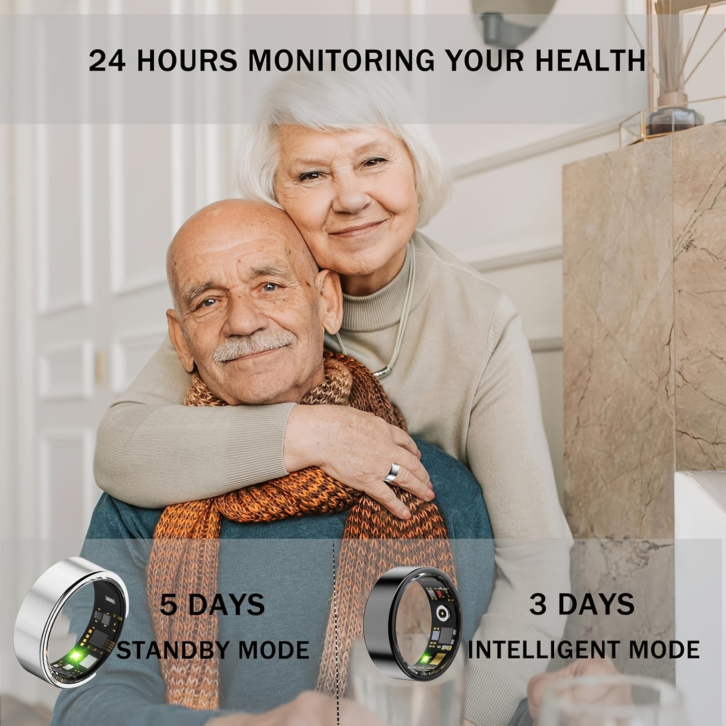 FERTO Smart Ring Fitness Tracker For iPhone Android IP68