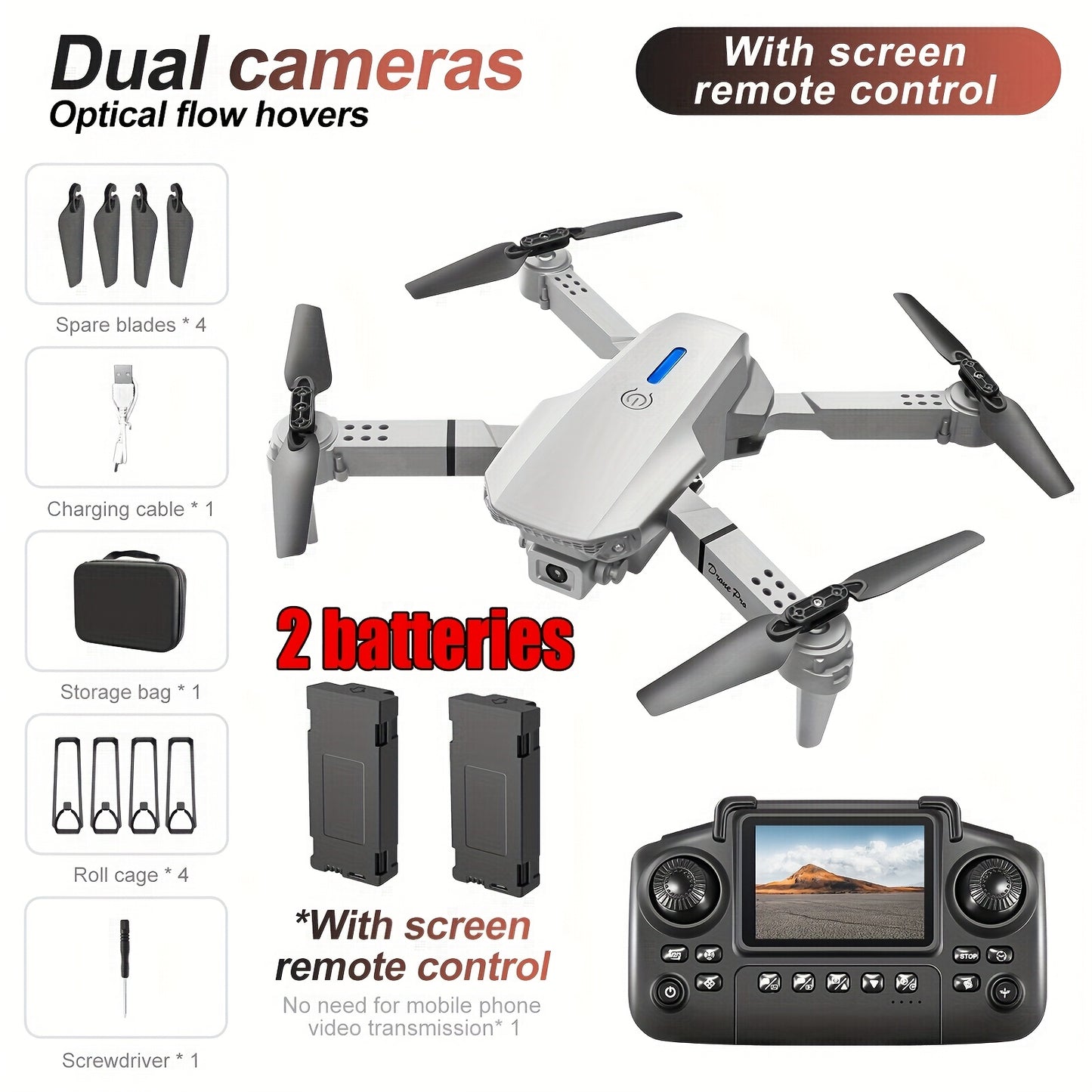 Drone MAX Upgraded With Dual Camera Obstacle Avoidance Remote