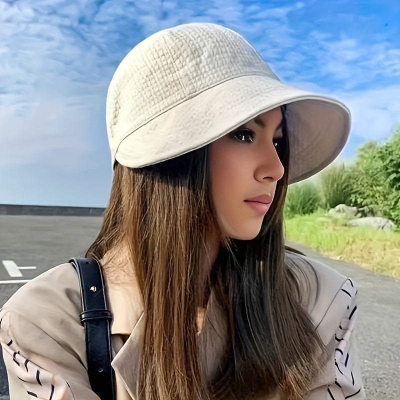 2 Random Color Women's Wide Brimmed Sun Hats, Resistant Hiking And Fishing Hats, Solid Color Fisherman Hats, Adjustable Drawstring Outdoor Beach Sun Hats, Foldable Ponytail Hats