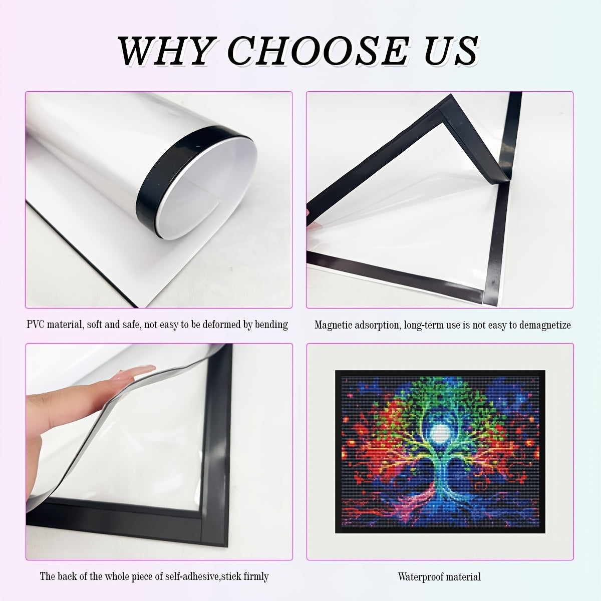 JOZYSH Diamond Magnetic Art Frames Self Adhesive Display Racks