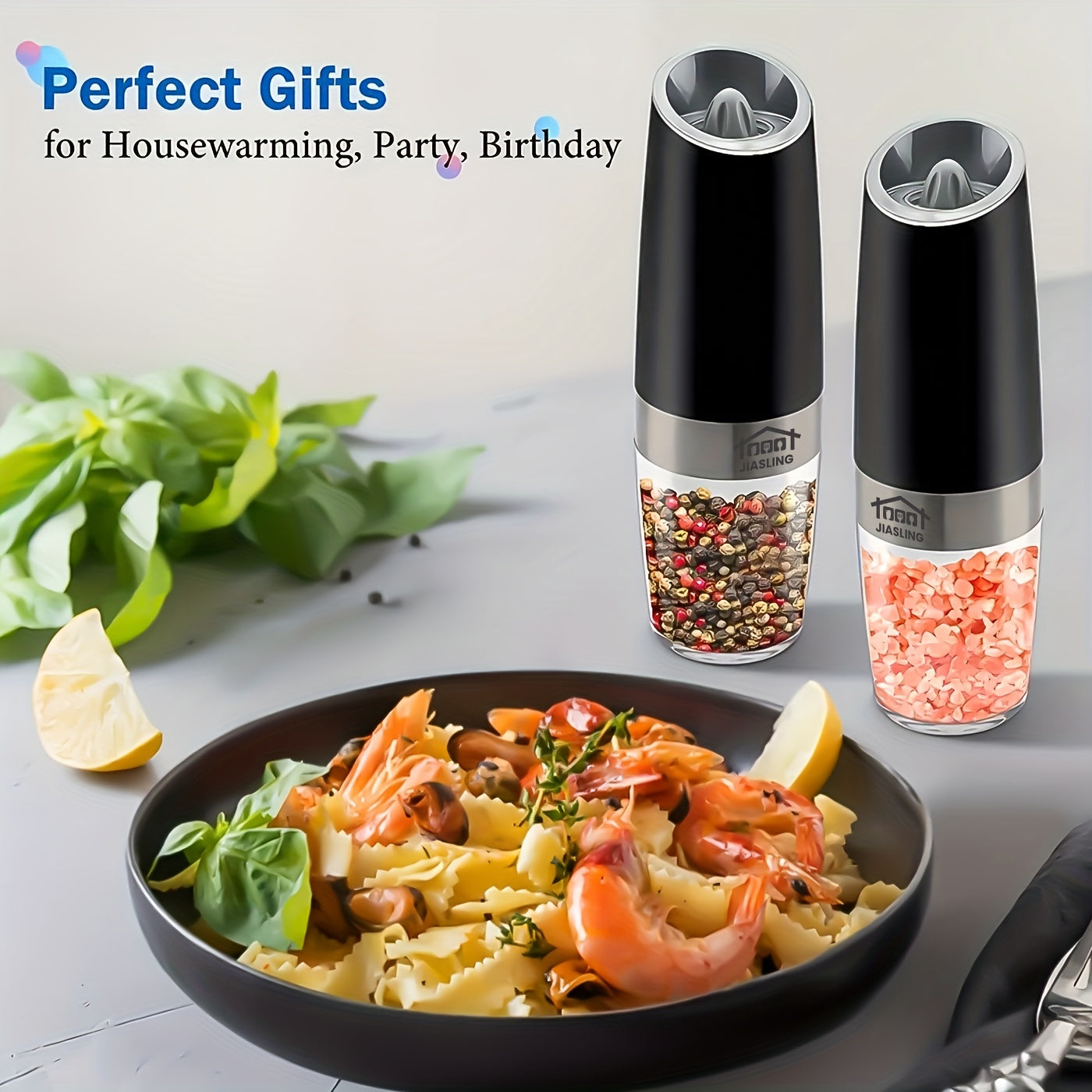 JIASLING Gravity Electric Salt And Pepper Grinder With LED Light