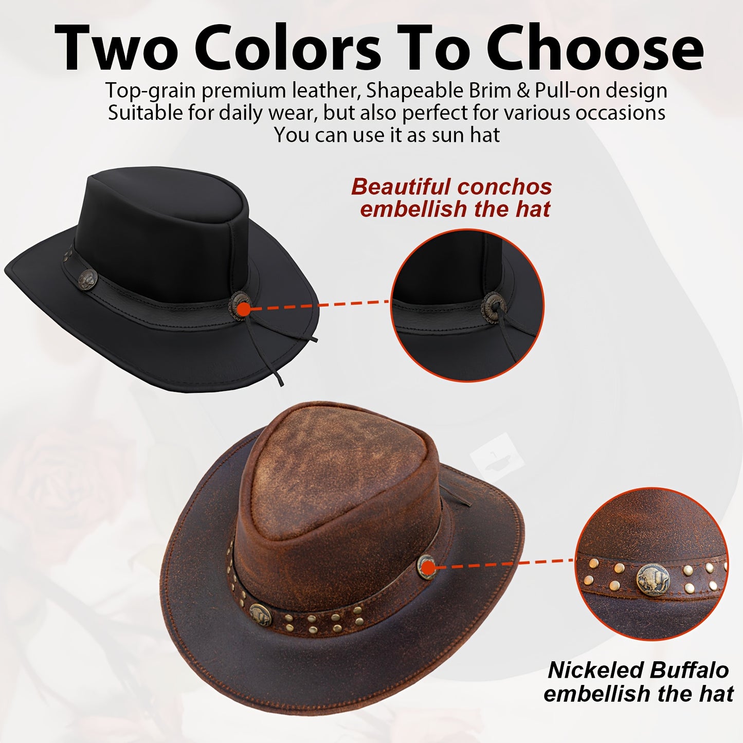 Dream Apparel Australian Cowboy Leather Hat Unisex Lightweight Wide Brim
