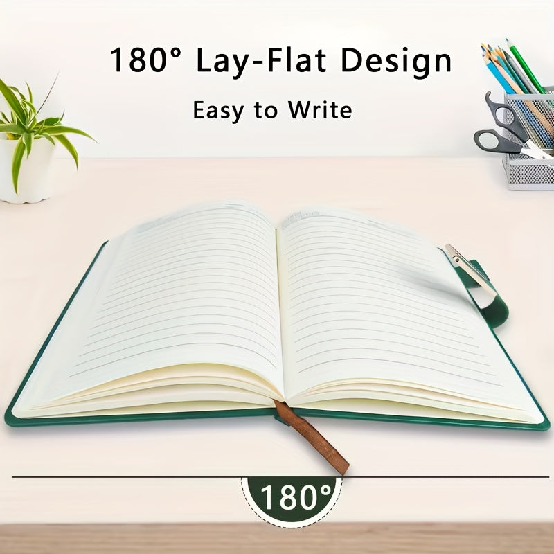 Leather Hardcover Lined Notebook 200 Pages With Index Stickers
