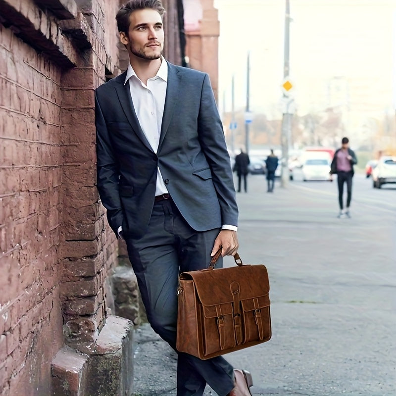 RAINSMORE Mens Crossbody Laptop Briefcase For Office Travel
