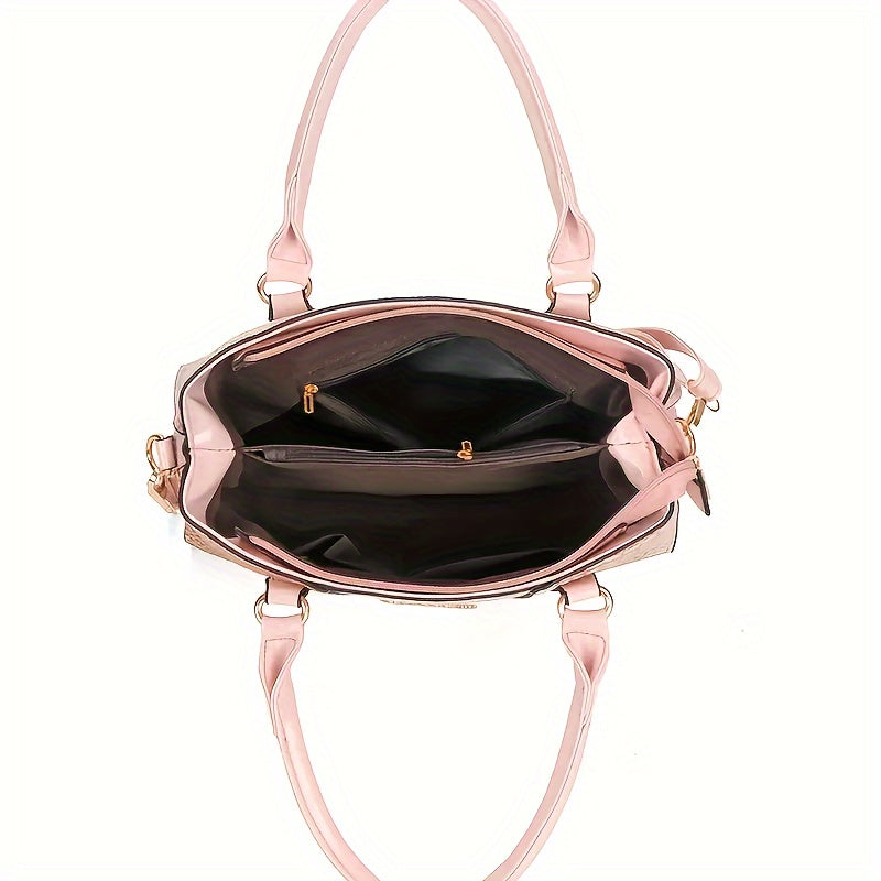 Faux Leather Crocodile Pattern Messenger Bag With Adjustable Strap