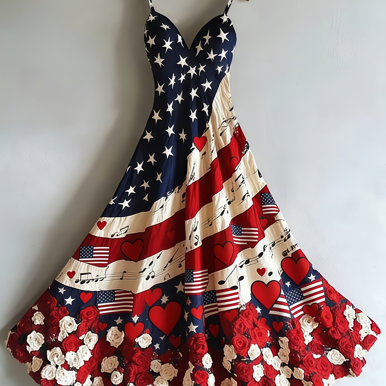 National Flag Maxi Dress A Line Sleeveless V Neck